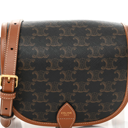 Celine Triomphe Canvas Medium Folco Bag Tan 7 of 9