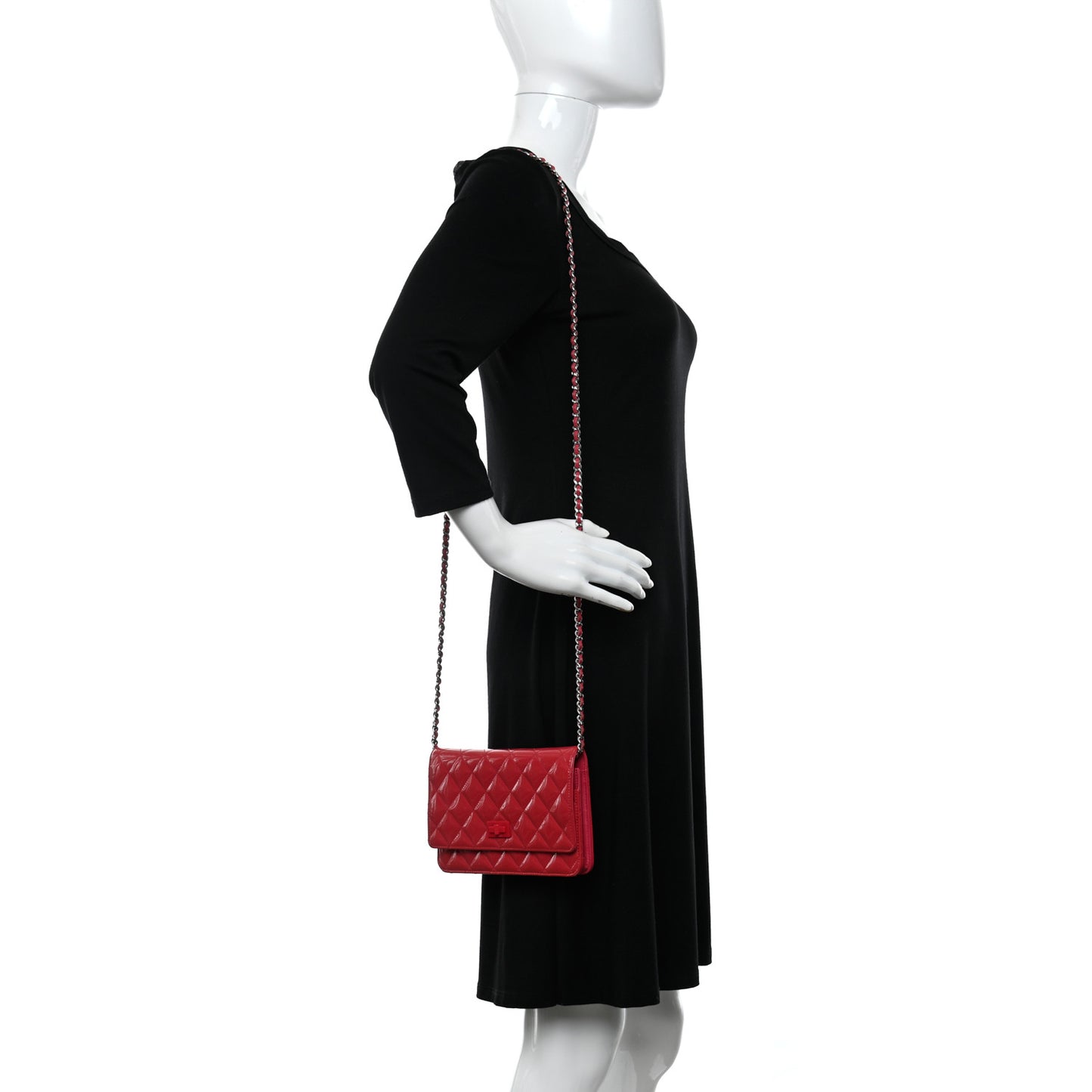 Patent Calfskin Quilted Reissue Wallet On Chain WOC Pink