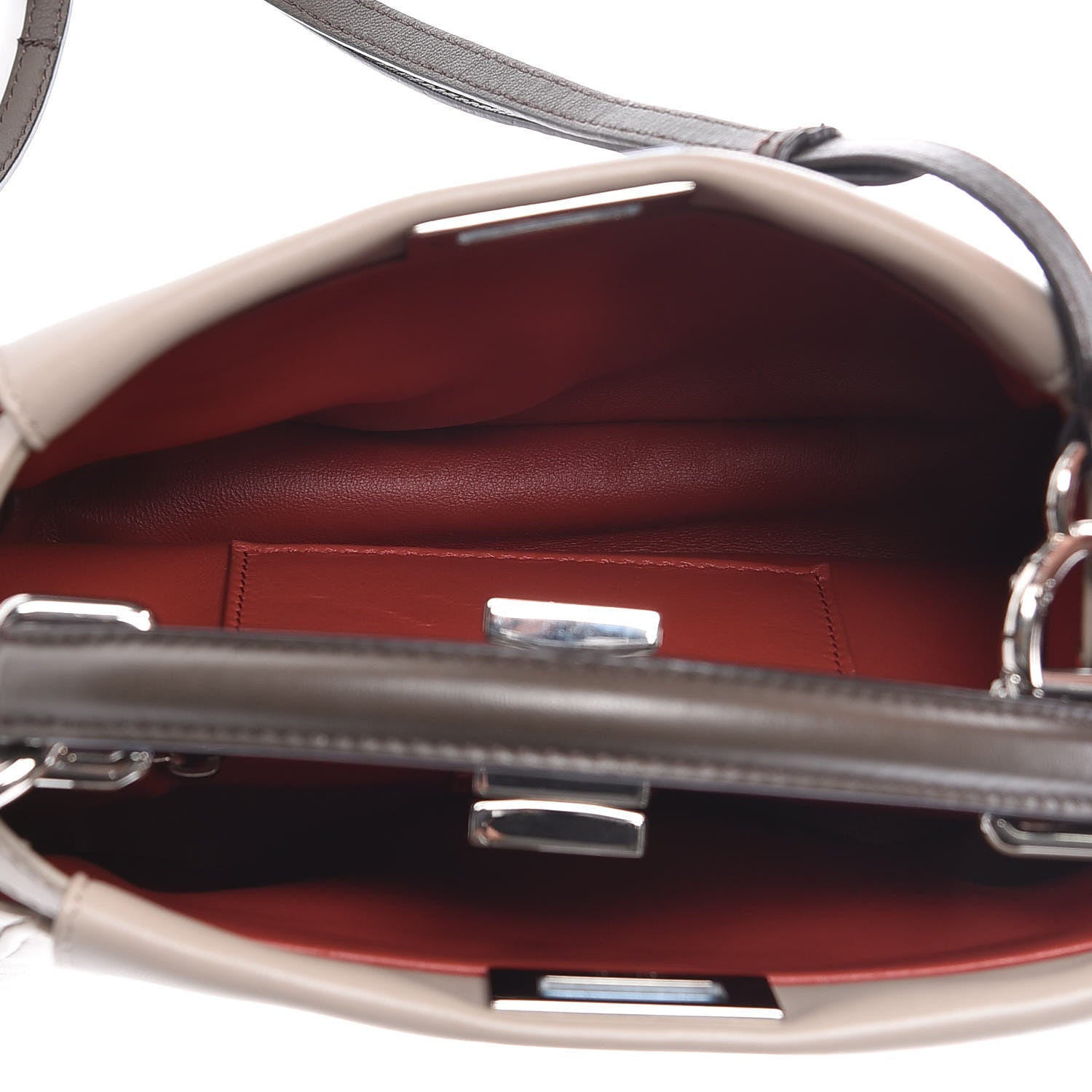Fendi Nappa Colorblock Mini Peekaboo Iconic Satchel Grigio Polvere Carbone Bloody Mary 6 of 10