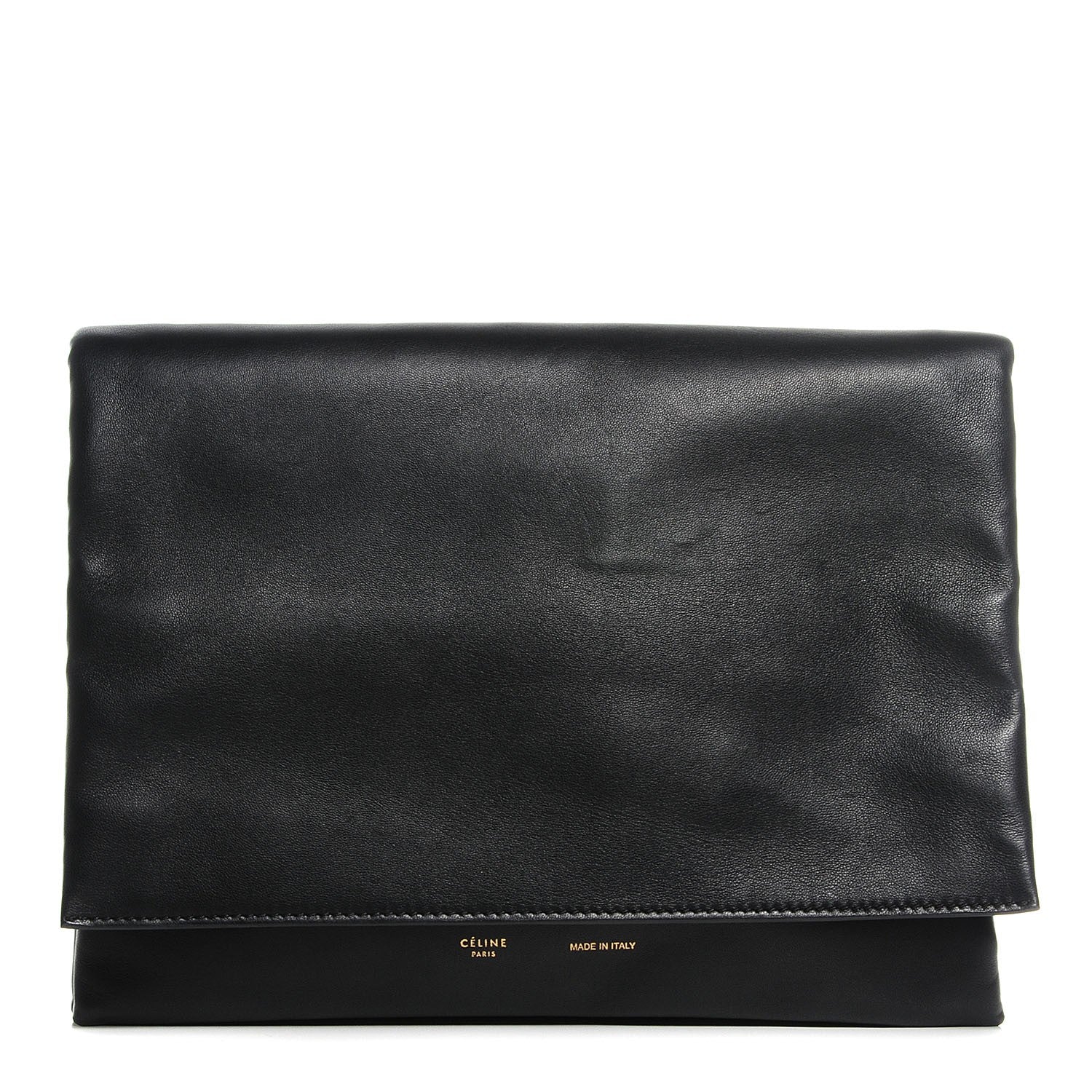 Celine Lambskin Roll Clutch Black 1 of 8
