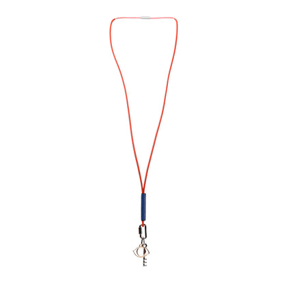 Hermes Lizard Palladium Permabrass Curiosite Pendant Necklace Orange 3 of 9