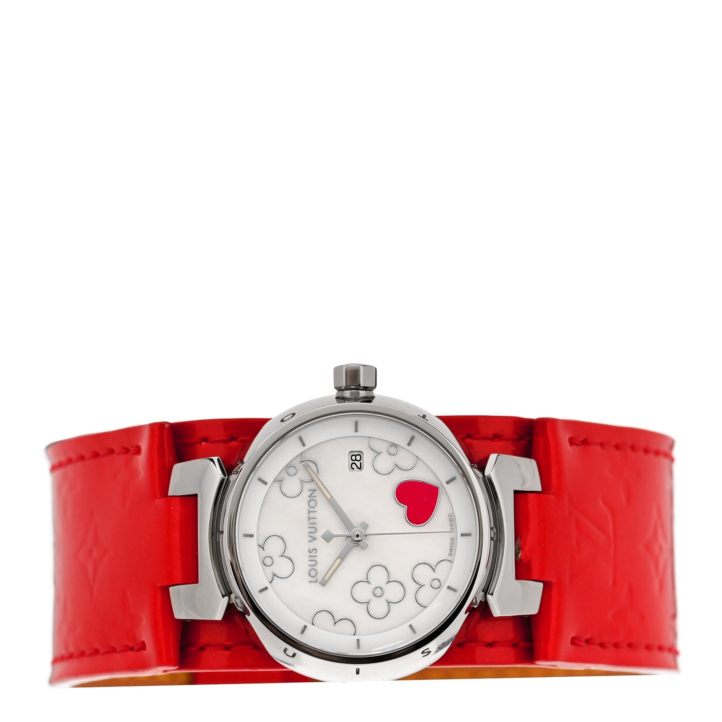 Stainless Steel Vernis 28mm Tambour Lovely Heart Quartz Watch