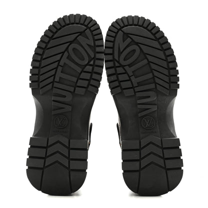 Louis Vuitton Patent Monogram Ruby Flat Ankle Boots 37 Black 5 of 9