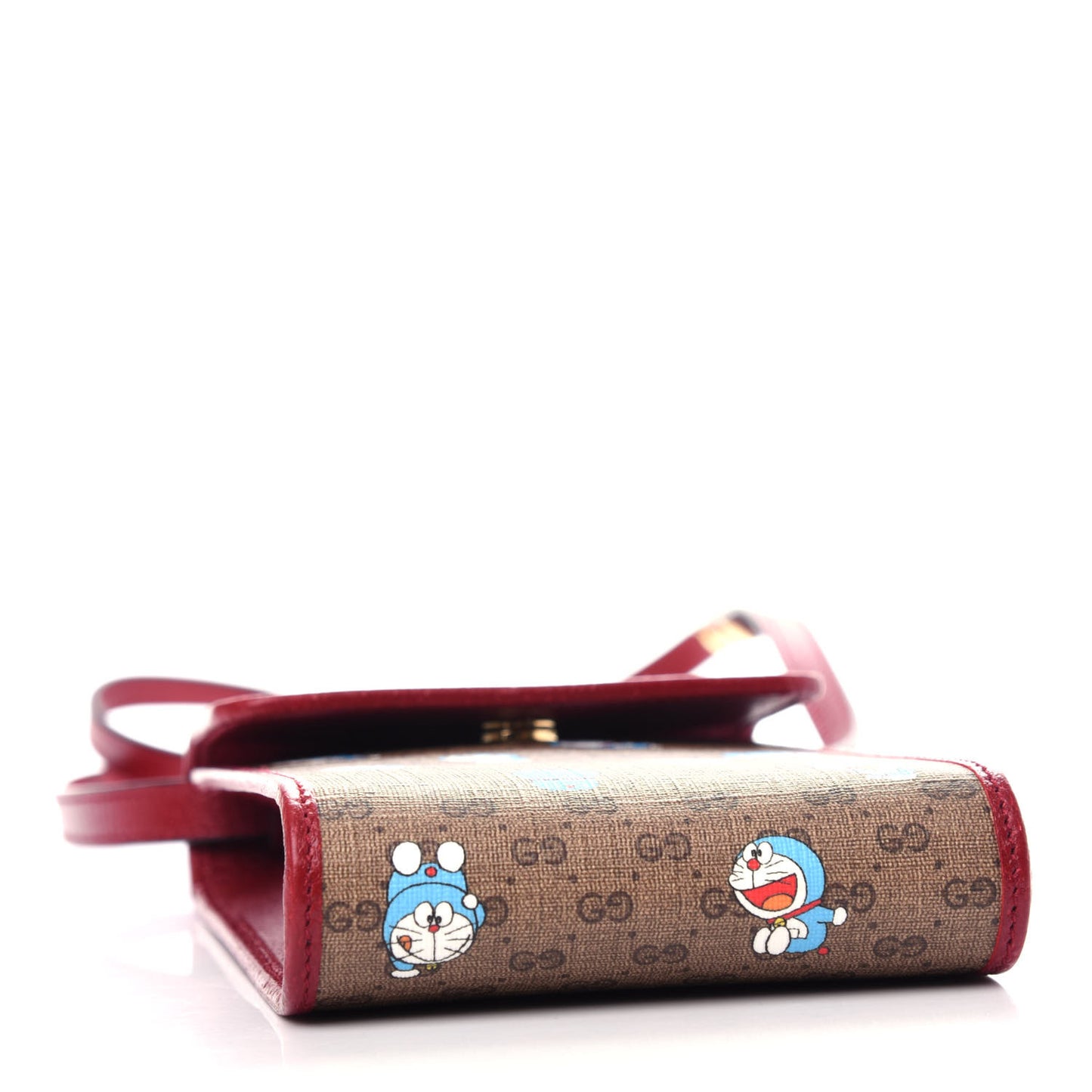 X DORAEMON Mini Vintage GG Supreme Monogram Mini Crossbody Bag Beige Cherry Red