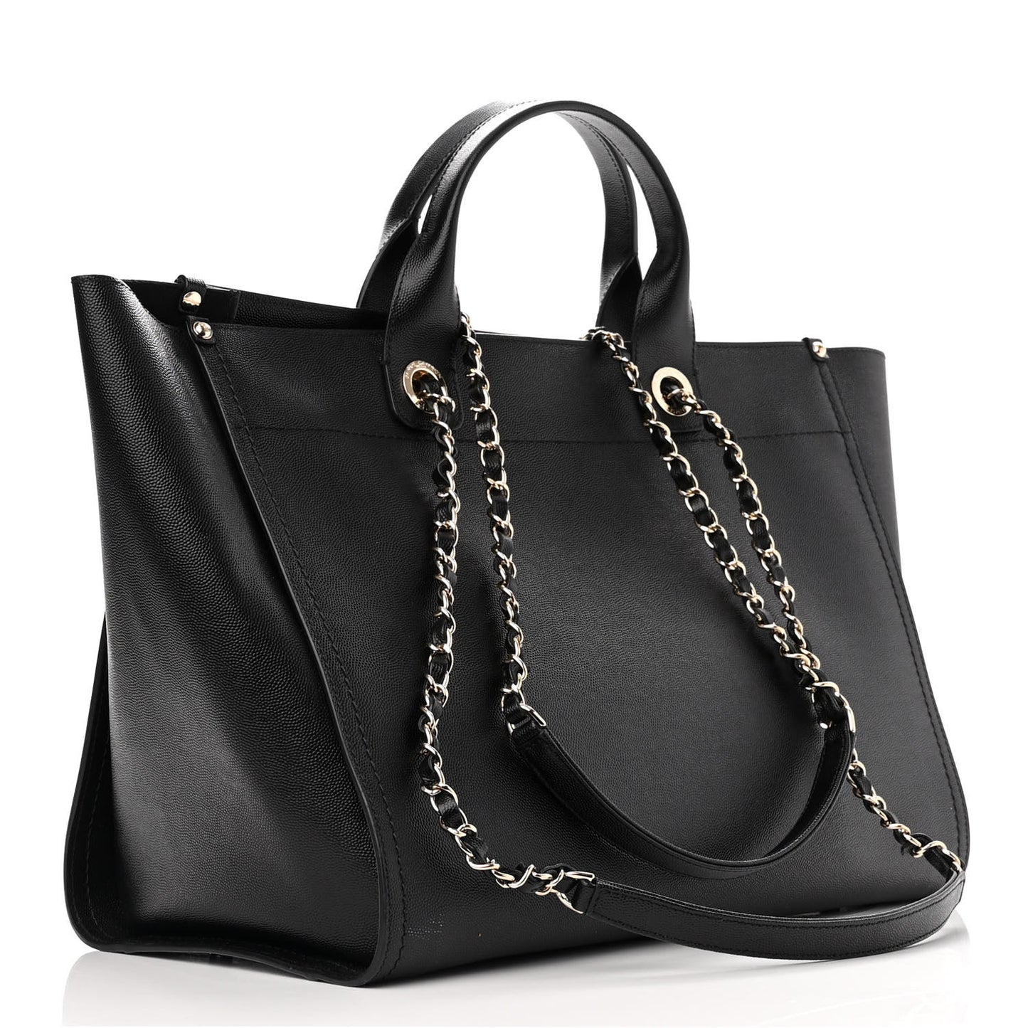 Caviar Medium Studded Deauville Tote Black