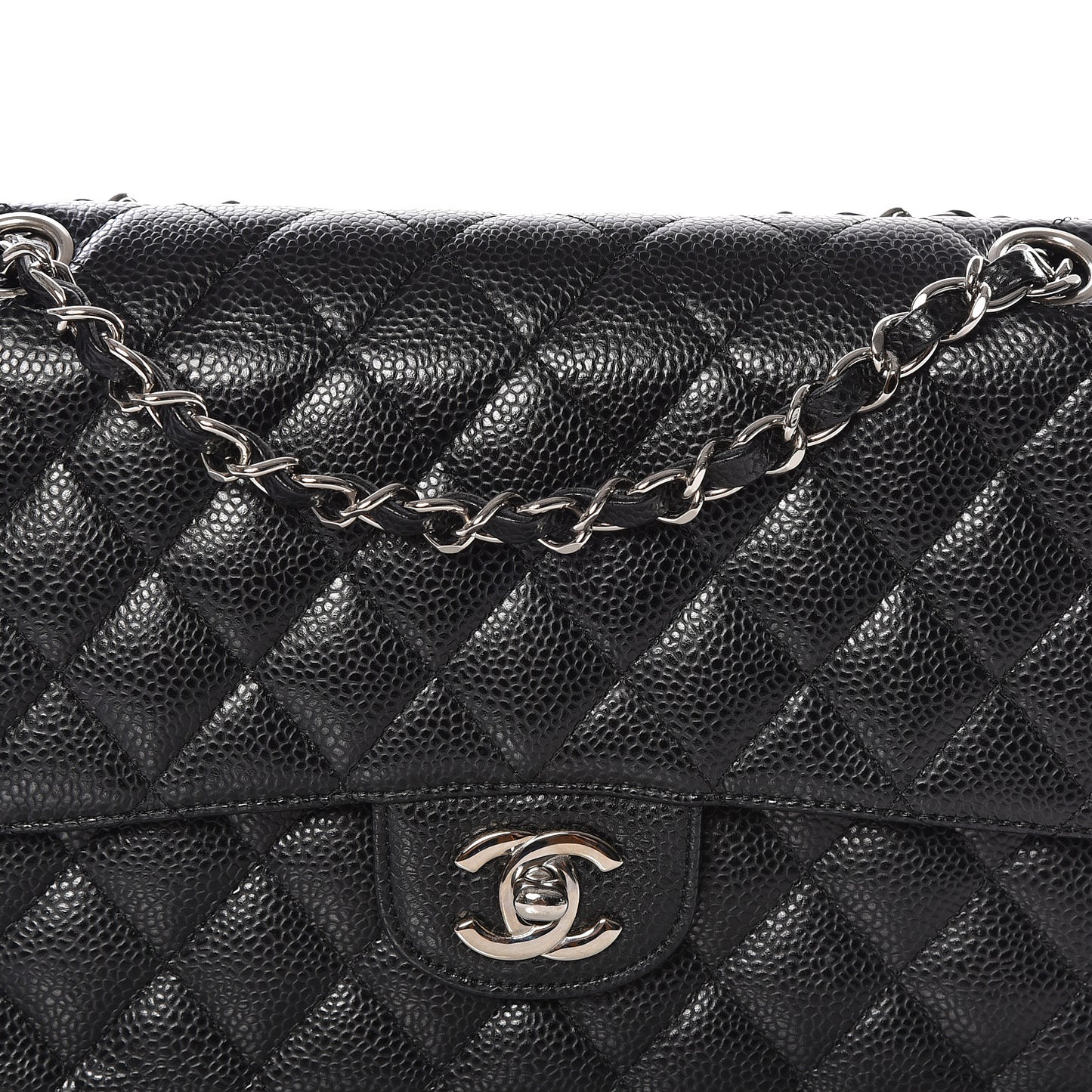 Caviar Quilted Medium Double Flap Black