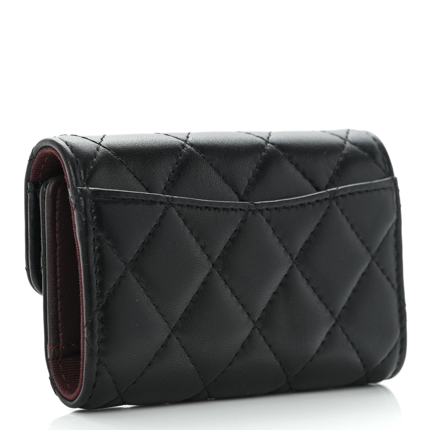 Lambskin Quilted Classic 4 Key Holder Wallet Black