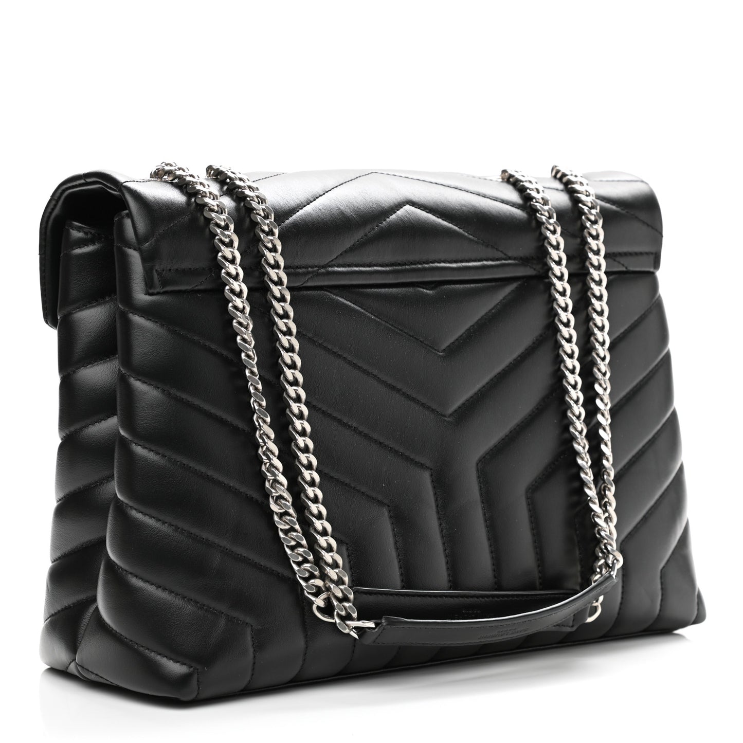 Calfskin Y Quilted Monogram Medium Loulou Chain Satchel Black