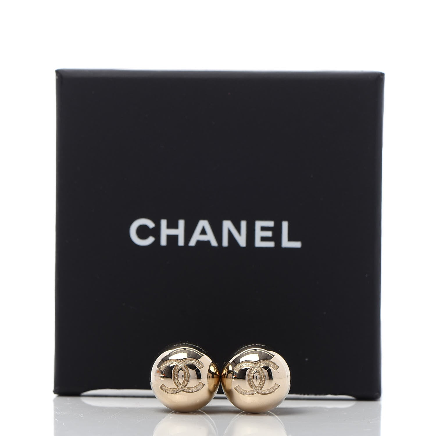 Chanel Metal Bead CC Stud Earrings Gold 5 of 5