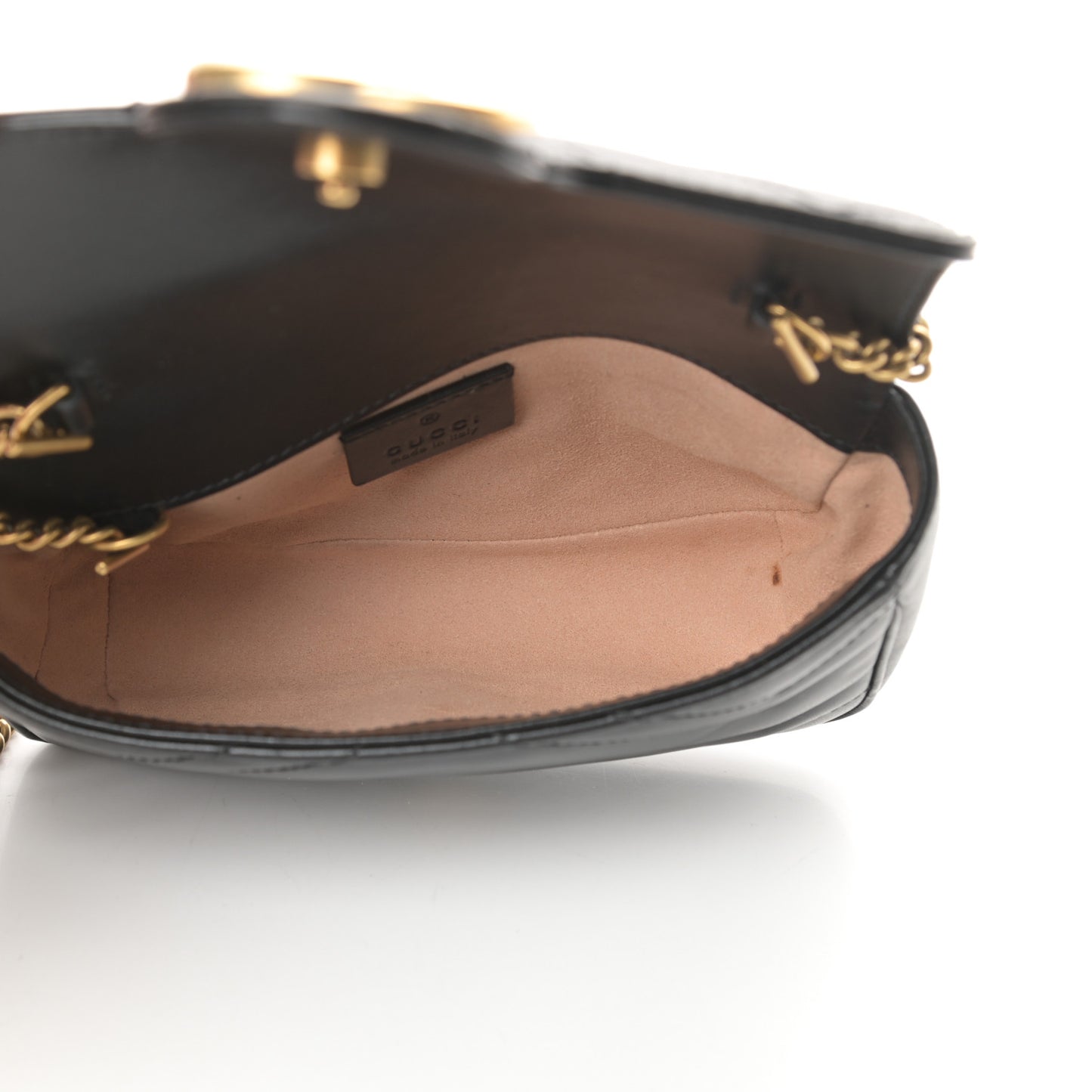 Calfskin Matelasse Super Mini GG Marmont Shoulder Bag Black