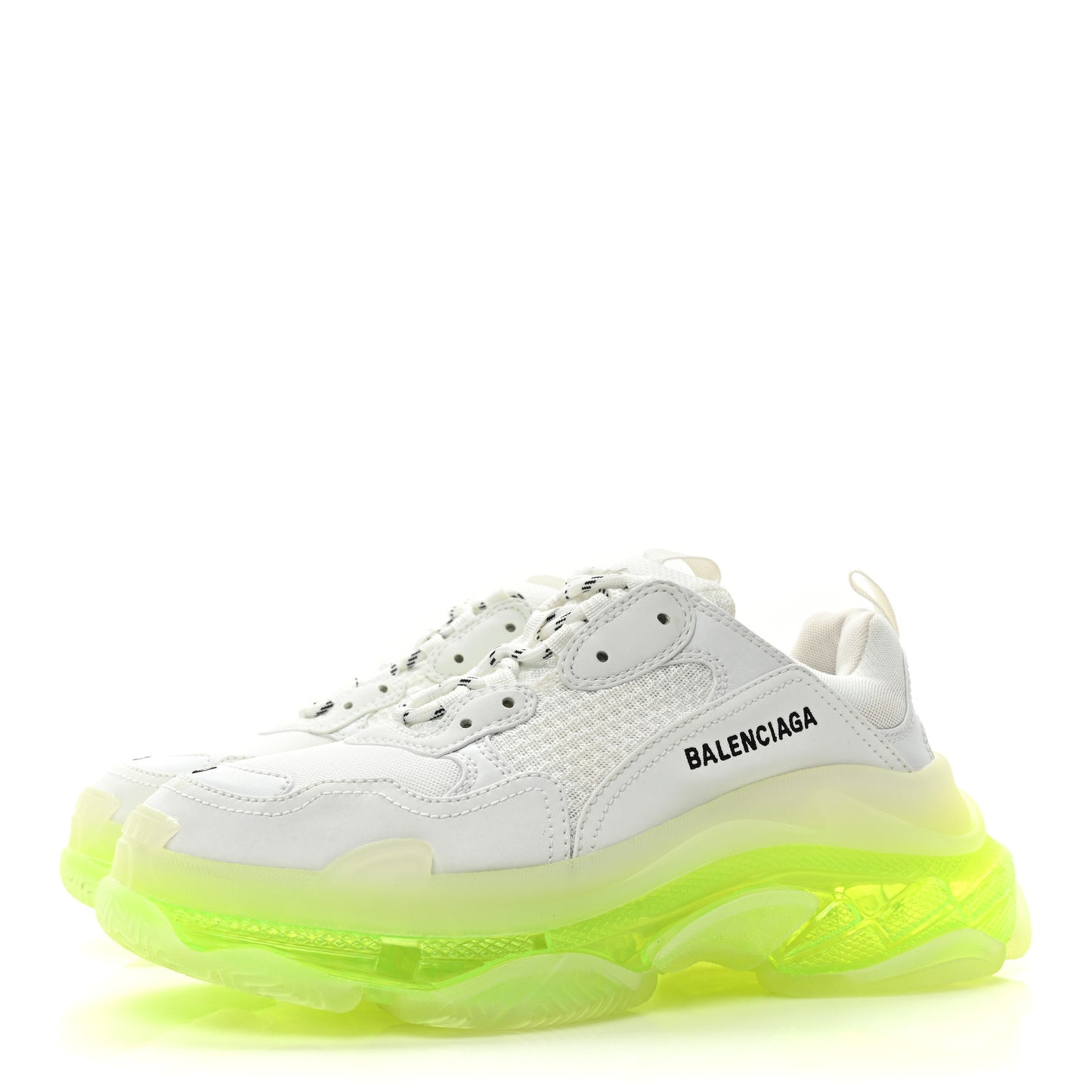 Fabric Mesh Clear Sole Fluo Womens Triple S Sneakers 40 White Fluo Yellow