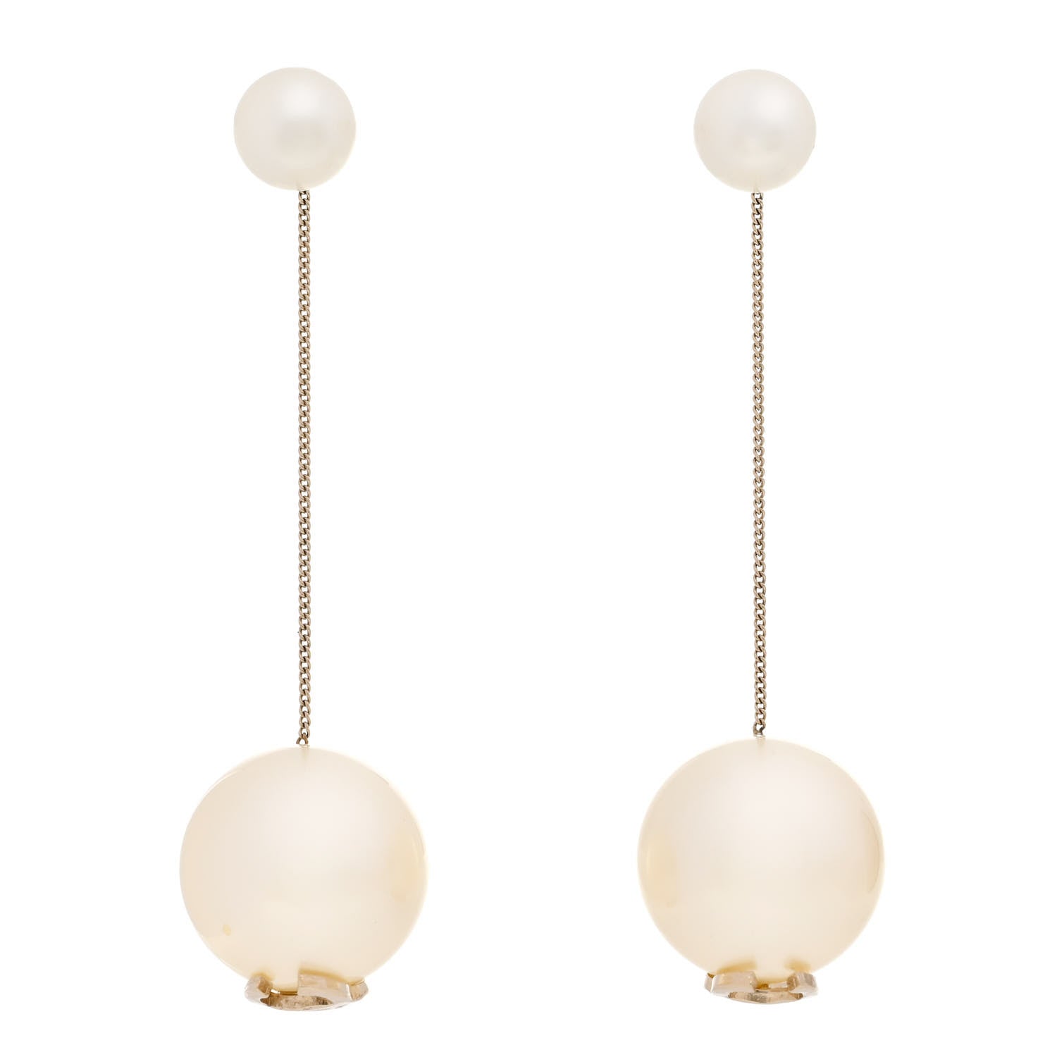 Chanel Pearl CC Chain Drop Earrings Gold 1 of 6
