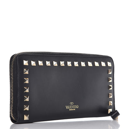 Valentino Garavani Calfskin Rockstud Zip Around Wallet Black 3 of 8