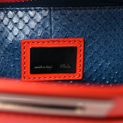Fendi Vitello Morgan Snakeskin Crocodile Monster Eyes Medium Peekaboo Iconic Satchel Papavero Multicolor 7 of 16