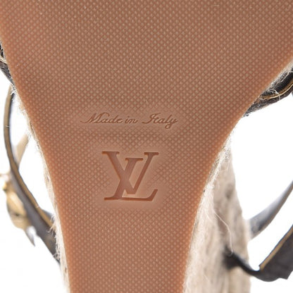 Louis Vuitton Monogram Metallic Bahamas T-Strap Espadrille Wedge Sandals 39 Brown 6 of 8