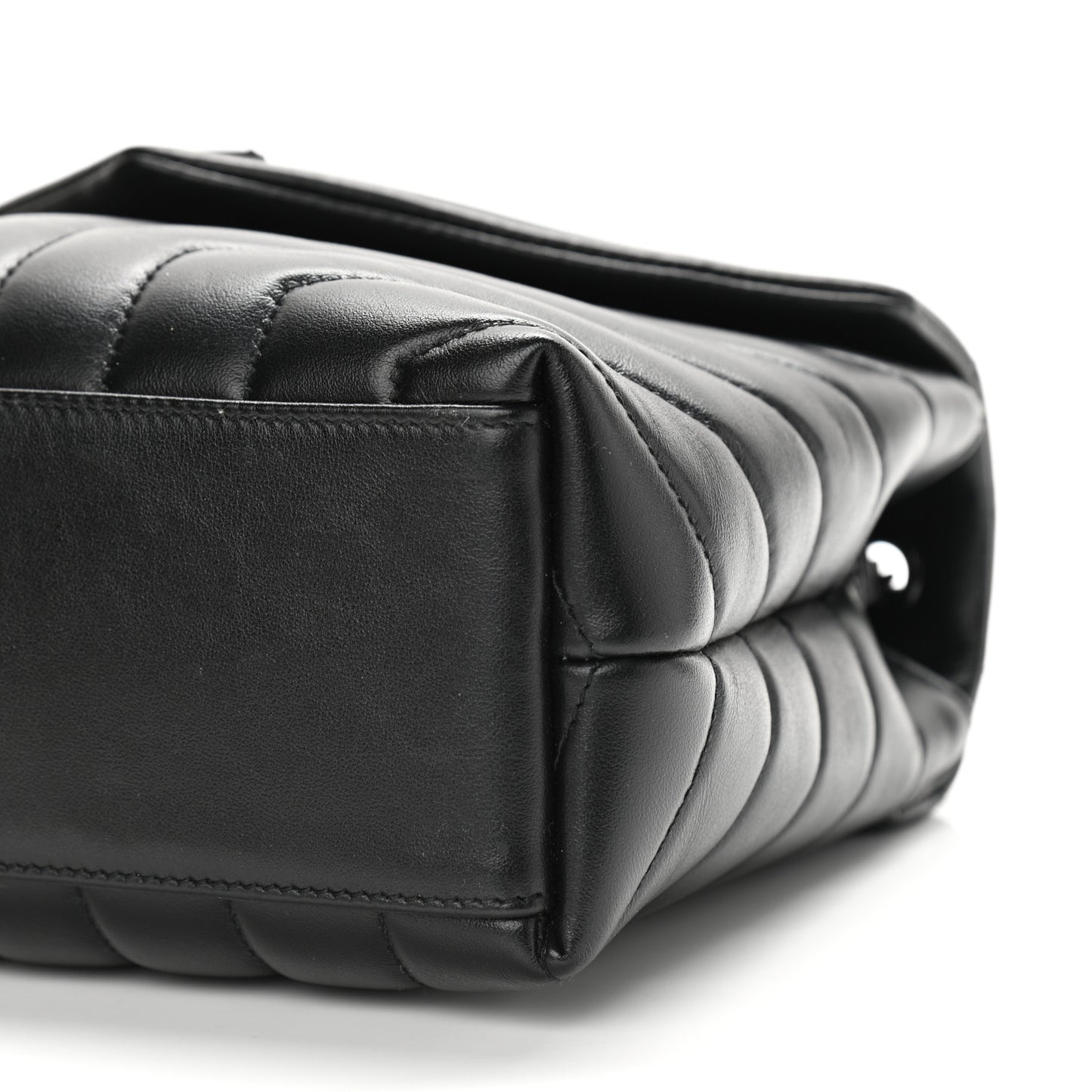 Calfskin Y Quilted Monogram Small Loulou Chain Satchel Black
