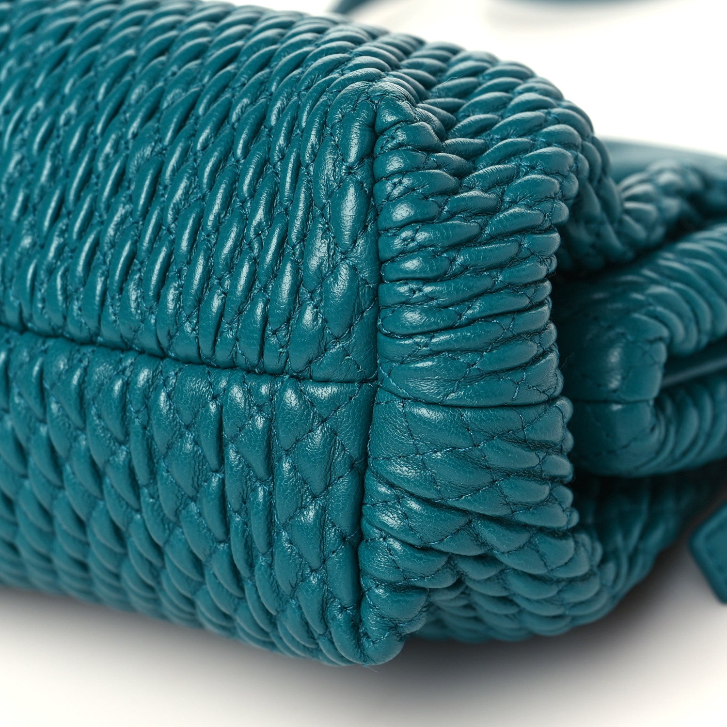 Bottega Veneta Lambskin Knit Small The Point Triangle Bag Mallard 8 of 9