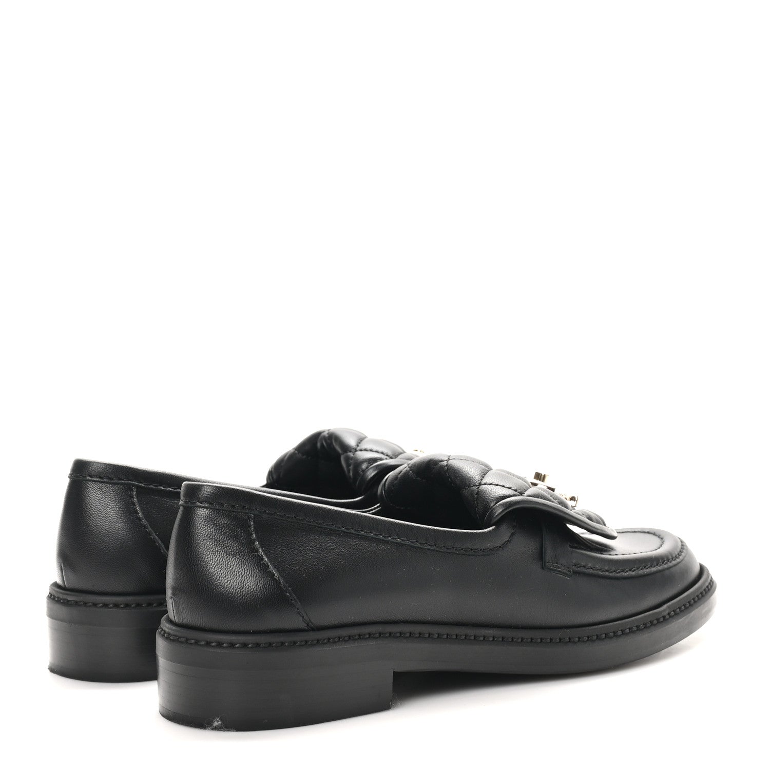 Chanel Lambskin Quilted CC Turnlock Loafers 37.5 Black 5 of 10