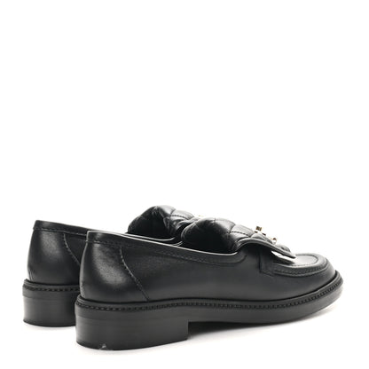 Chanel Lambskin Quilted CC Turnlock Loafers 37.5 Black 5 of 10