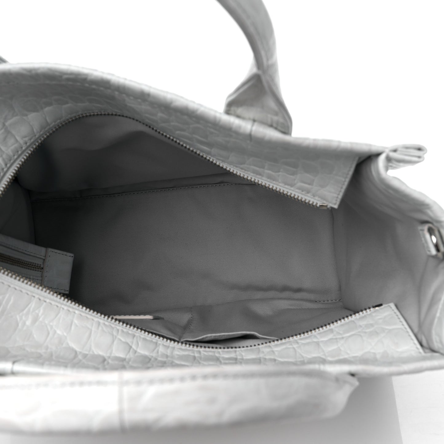 Croc Embossed Medium The Tote Bag White