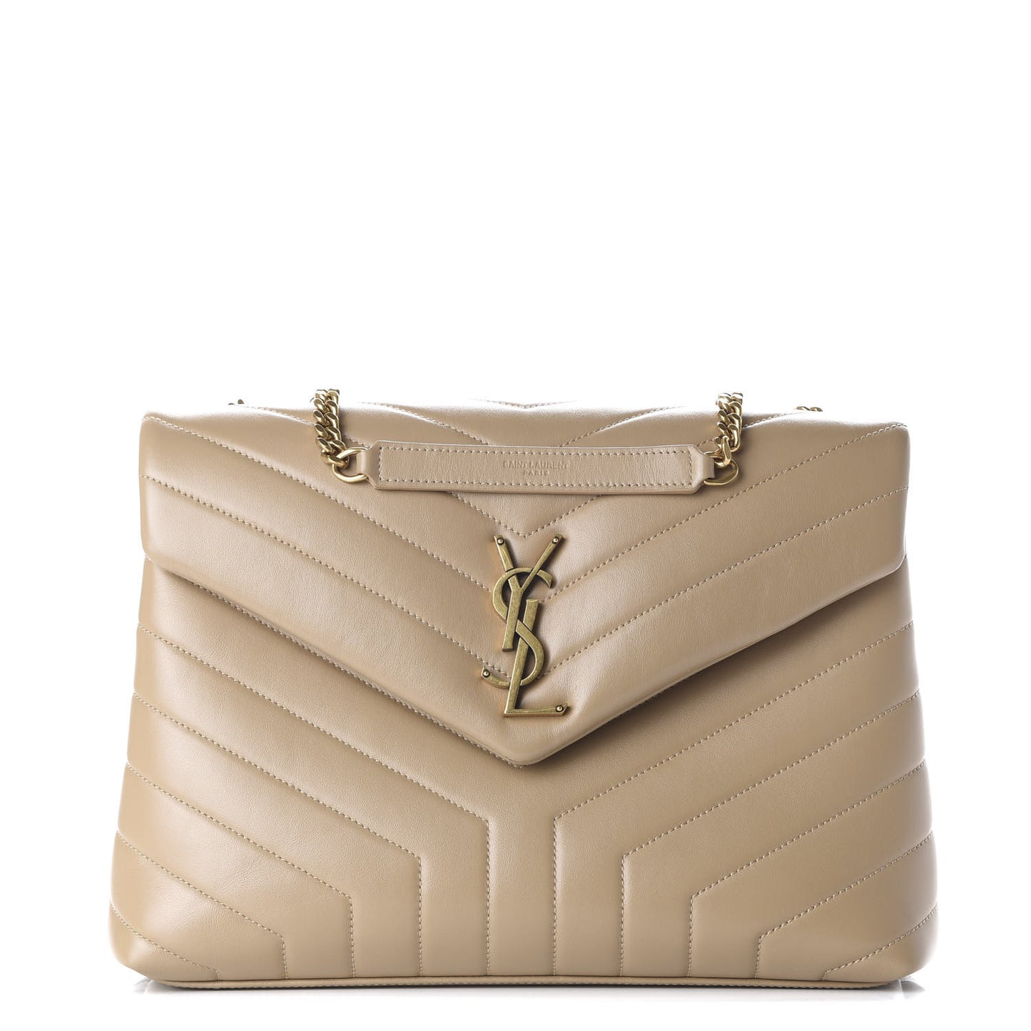 Calfskin Y Quilted Monogram Medium Loulou Chain Satchel Nude Powder
