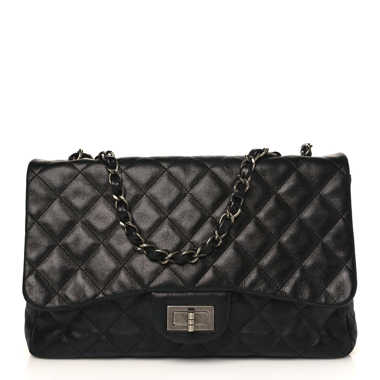 Chanel Washed Lambskin Quilted Jumbo Hybrid Reissue Flap Black 1 of 9