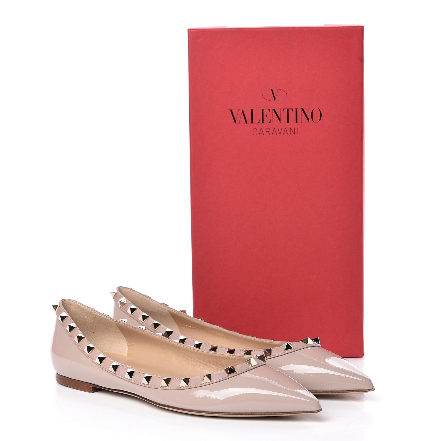 Valentino Garavani Patent Rockstud Ballerina Flats 39 Poudre 8 of 8