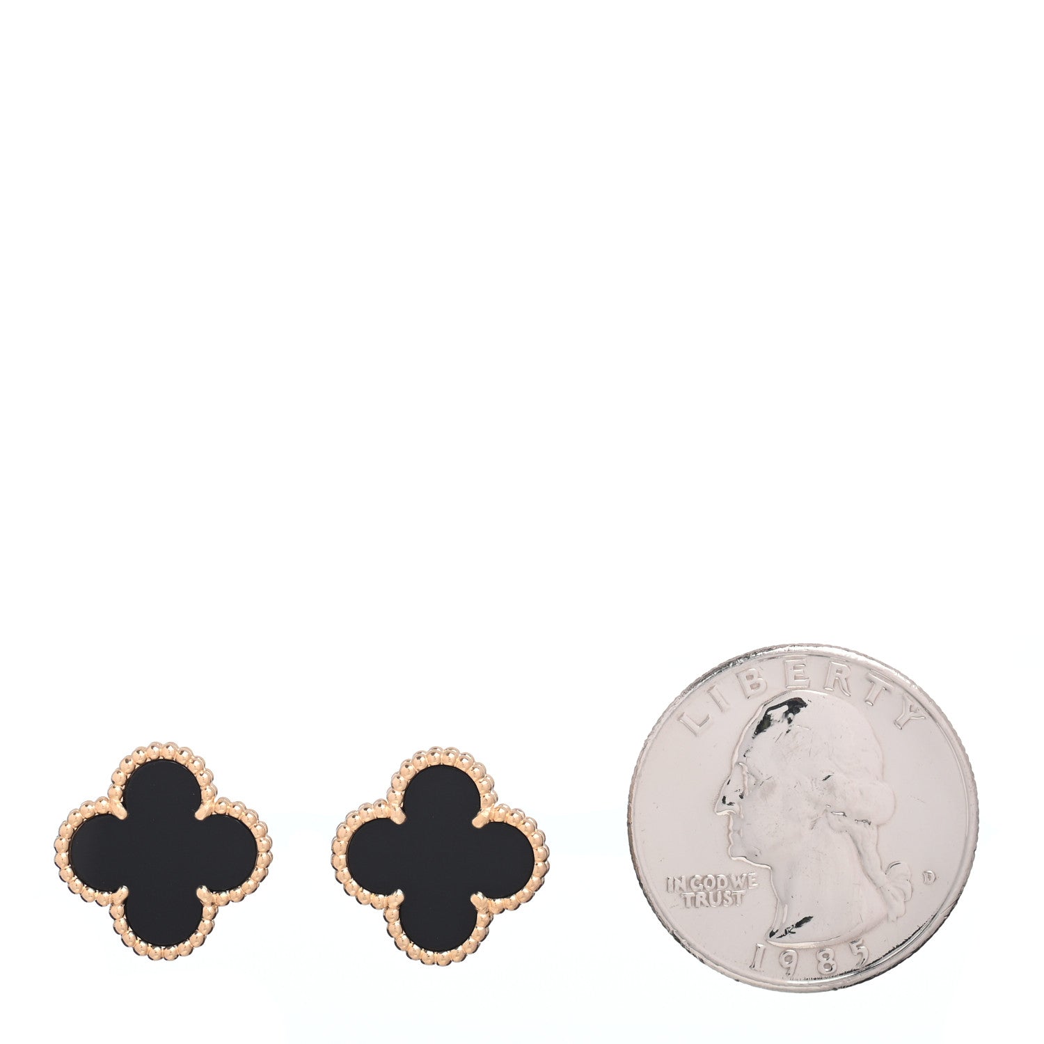 Van Cleef & Arpels 18K Yellow Gold Black Onyx Vintage Alhambra Earrings 2 of 5
