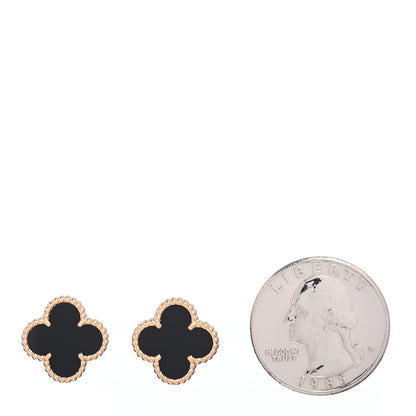 Van Cleef & Arpels 18K Yellow Gold Black Onyx Vintage Alhambra Earrings 2 of 5