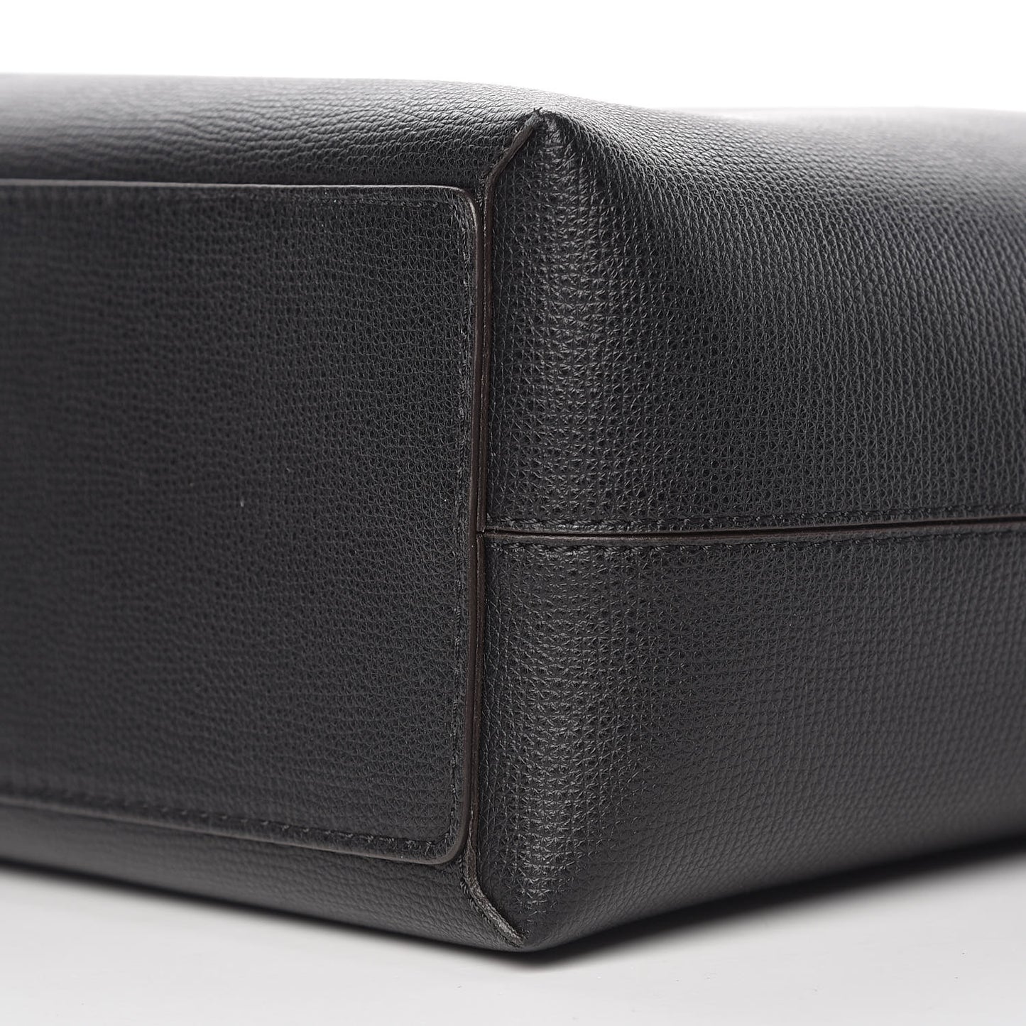 Grainy Calfskin Haymarket Check Medium Reversible Tote Black