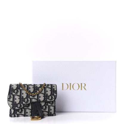 Christian Dior Oblique Nano Saddle Chain Pouch Blue 10 of 10