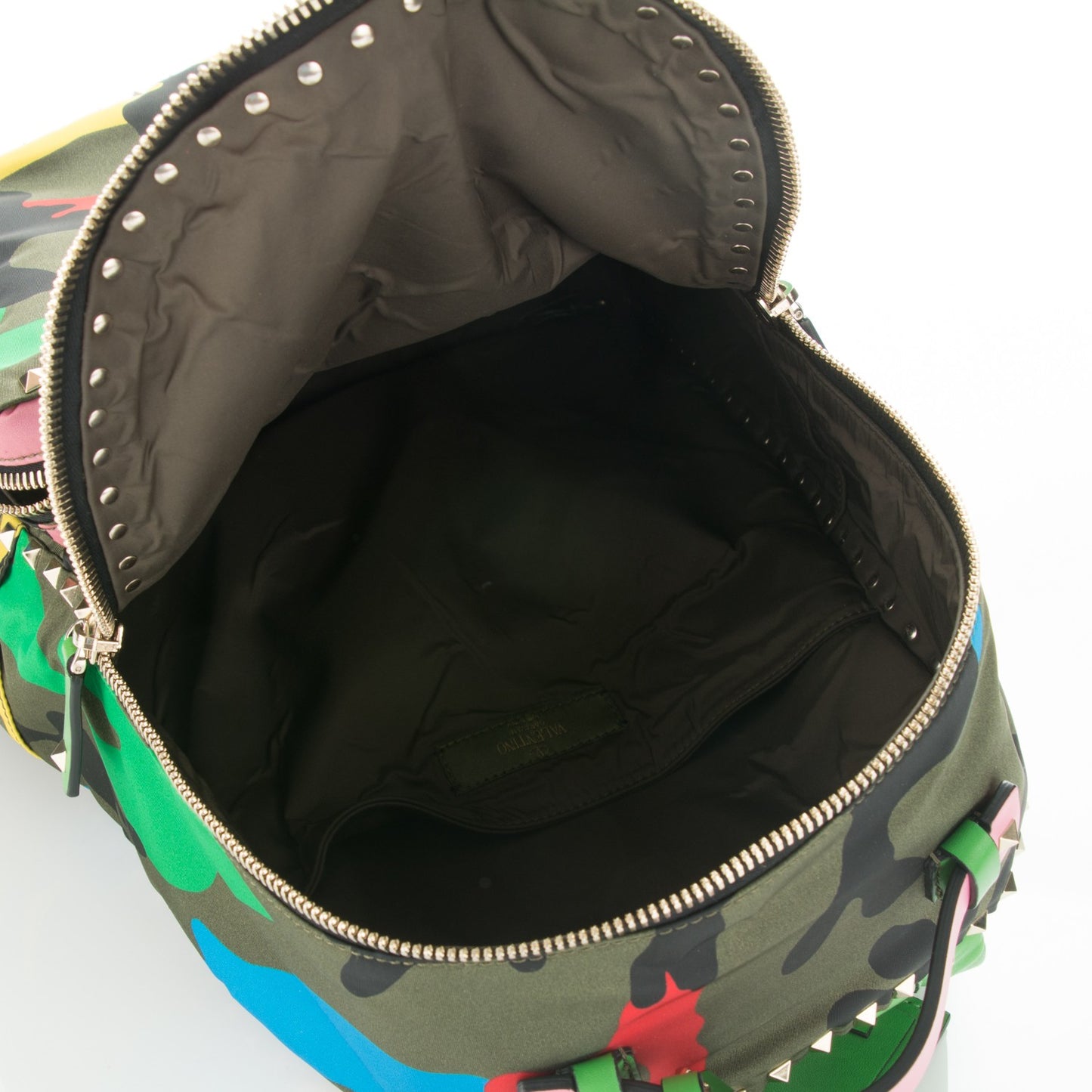 Nylon Psychedelic Camouflage Rockstud Backpack Multicolor
