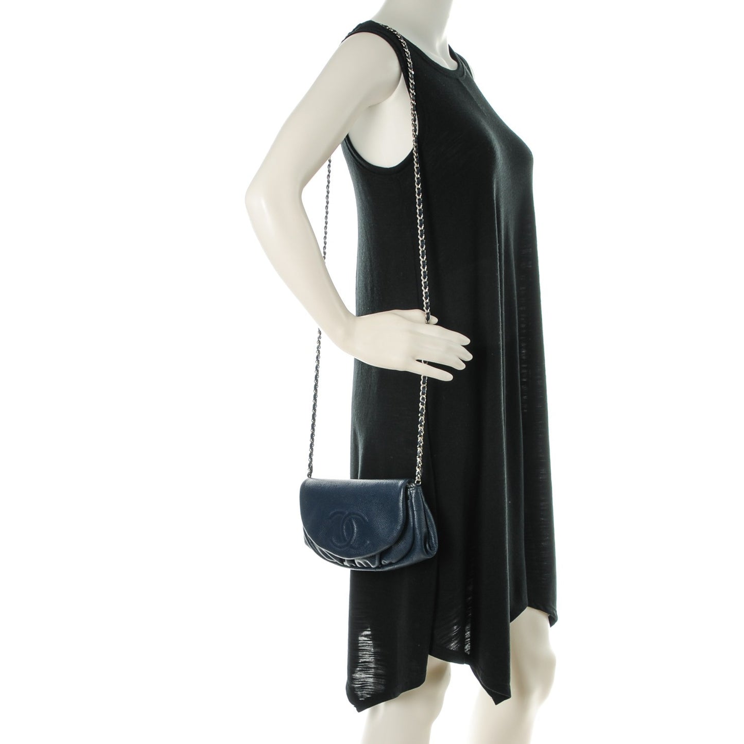 Caviar Half Moon Wallet On Chain WOC Navy Blue