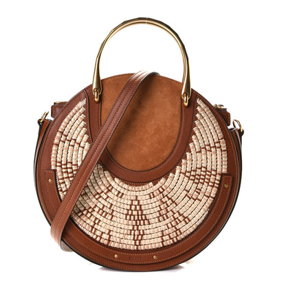Chloe Calfskin Suede Raffia Medium Pixie Bag Caramel 1 of 8