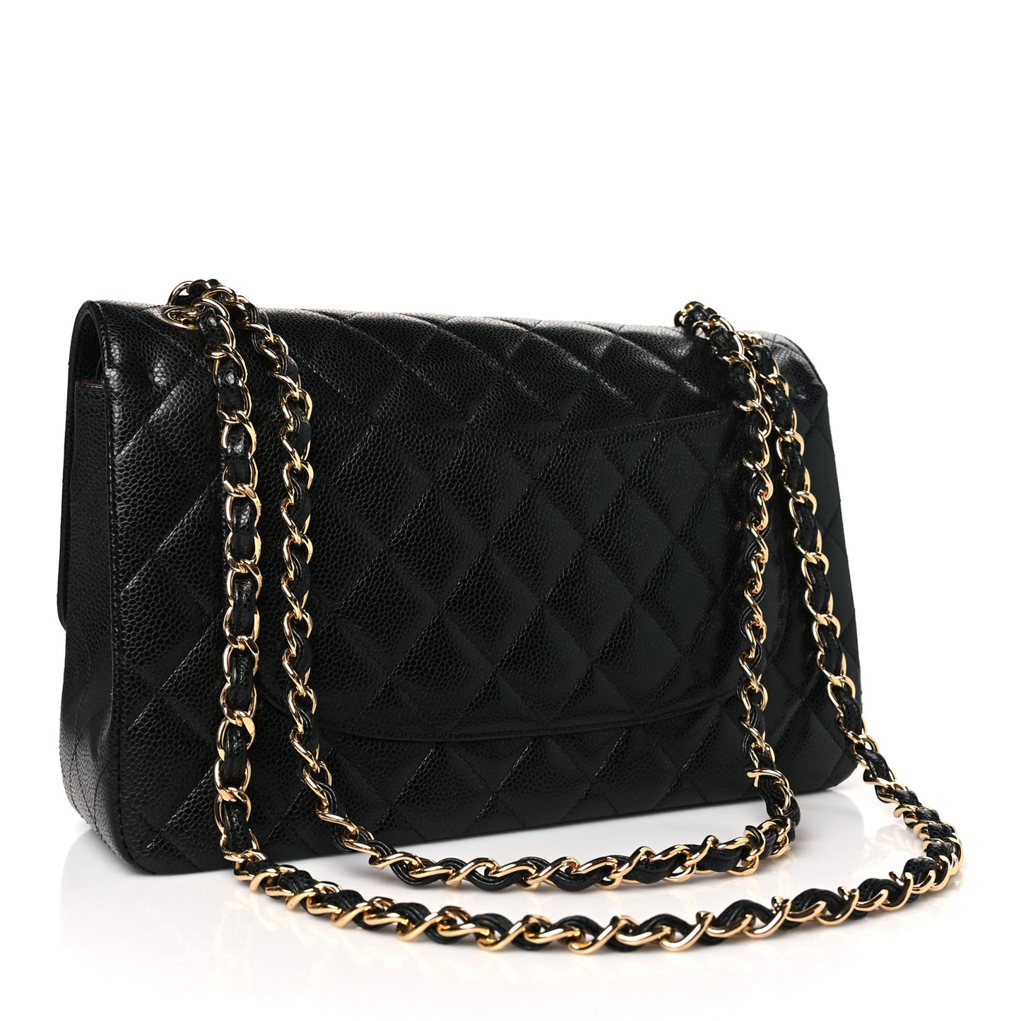 Caviar Quilted Jumbo Double Flap Black