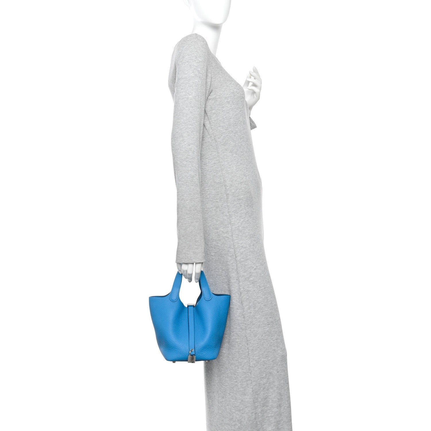 Hermes Taurillon Clemence Picotin Lock 18 PM  Bleu Frida 2 of 10