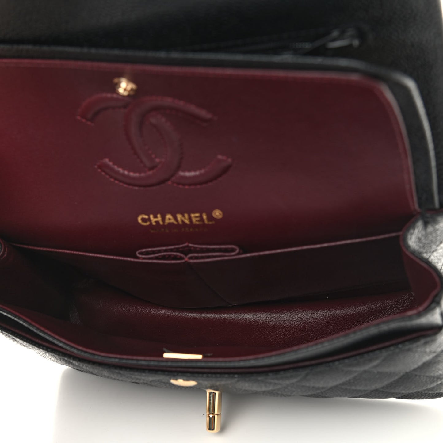 Caviar Quilted Small Double Flap Black