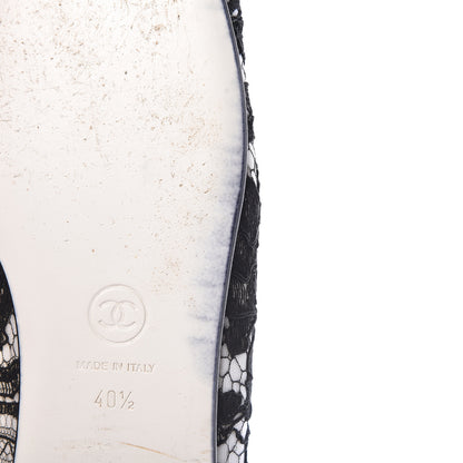 Chanel Lace Grosgrain Cap Toe CC Ballerina Flats 40.5 Black 14 of 16