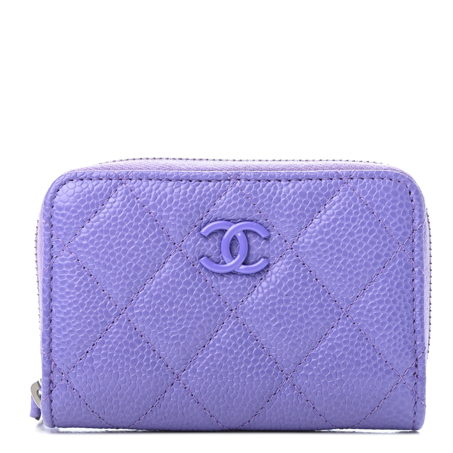 Chanel Caviar Quilted Incognito Zip Coin Purse Purple 1 of 4