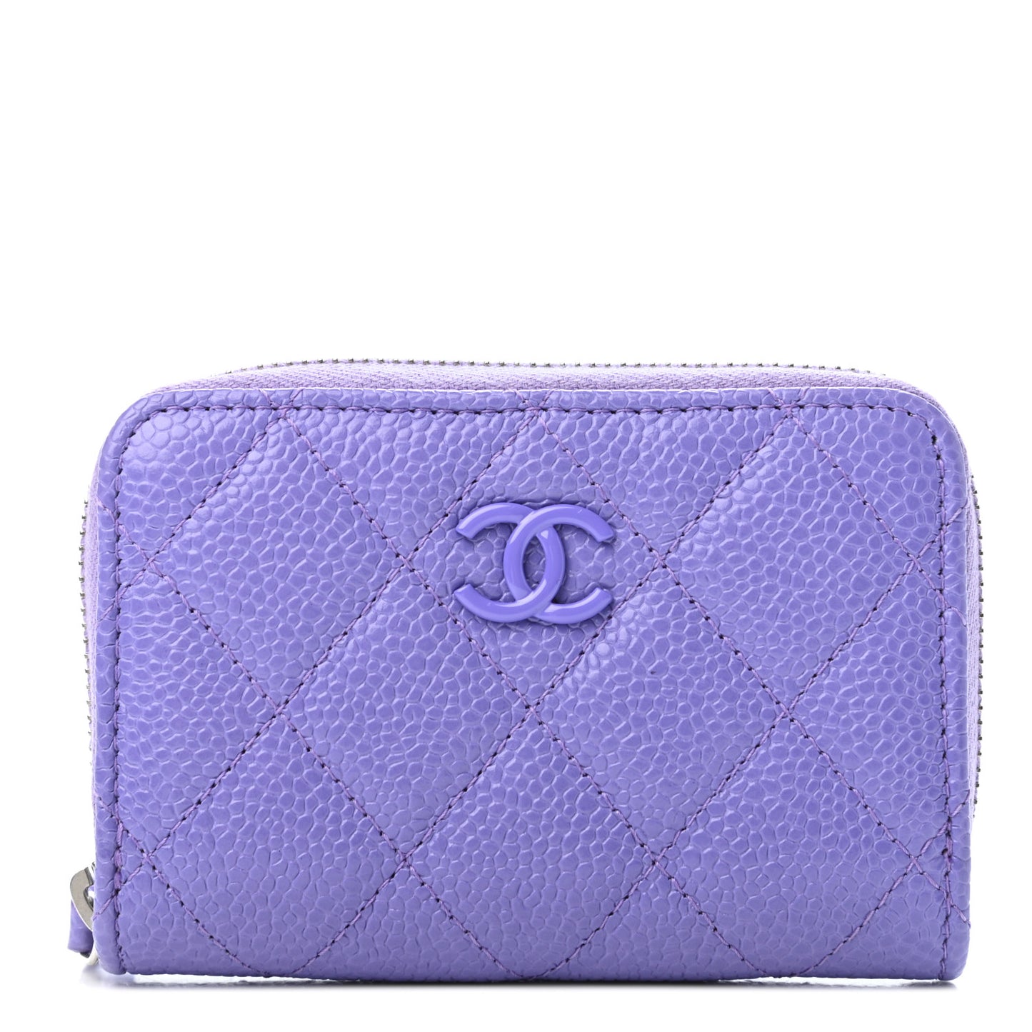Caviar Quilted Incognito Zip Coin Purse Purple
