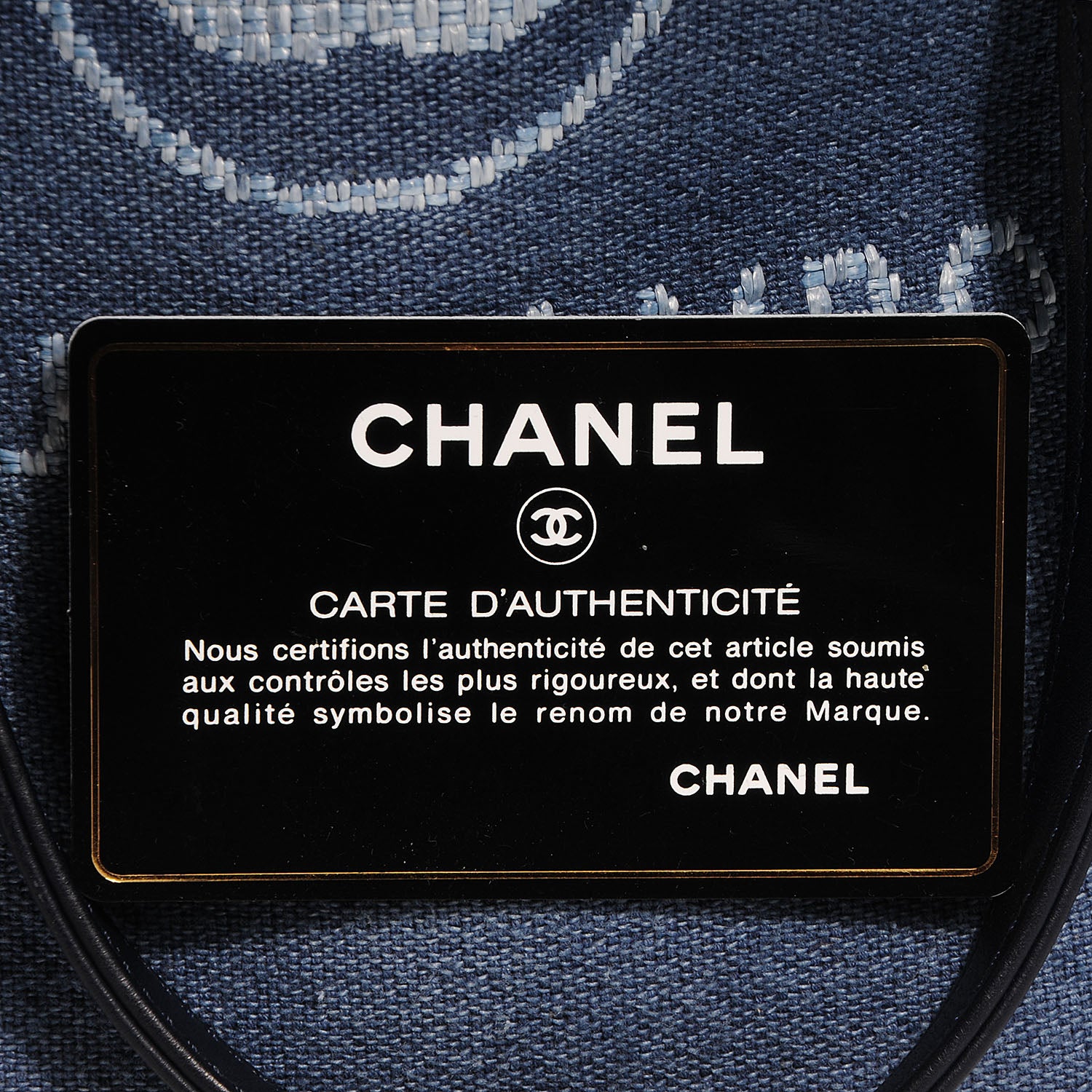 Chanel Toile Small Deauville Tote Denim Blue 8 of 9