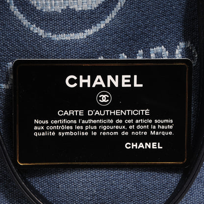 Chanel Toile Small Deauville Tote Denim Blue 8 of 9
