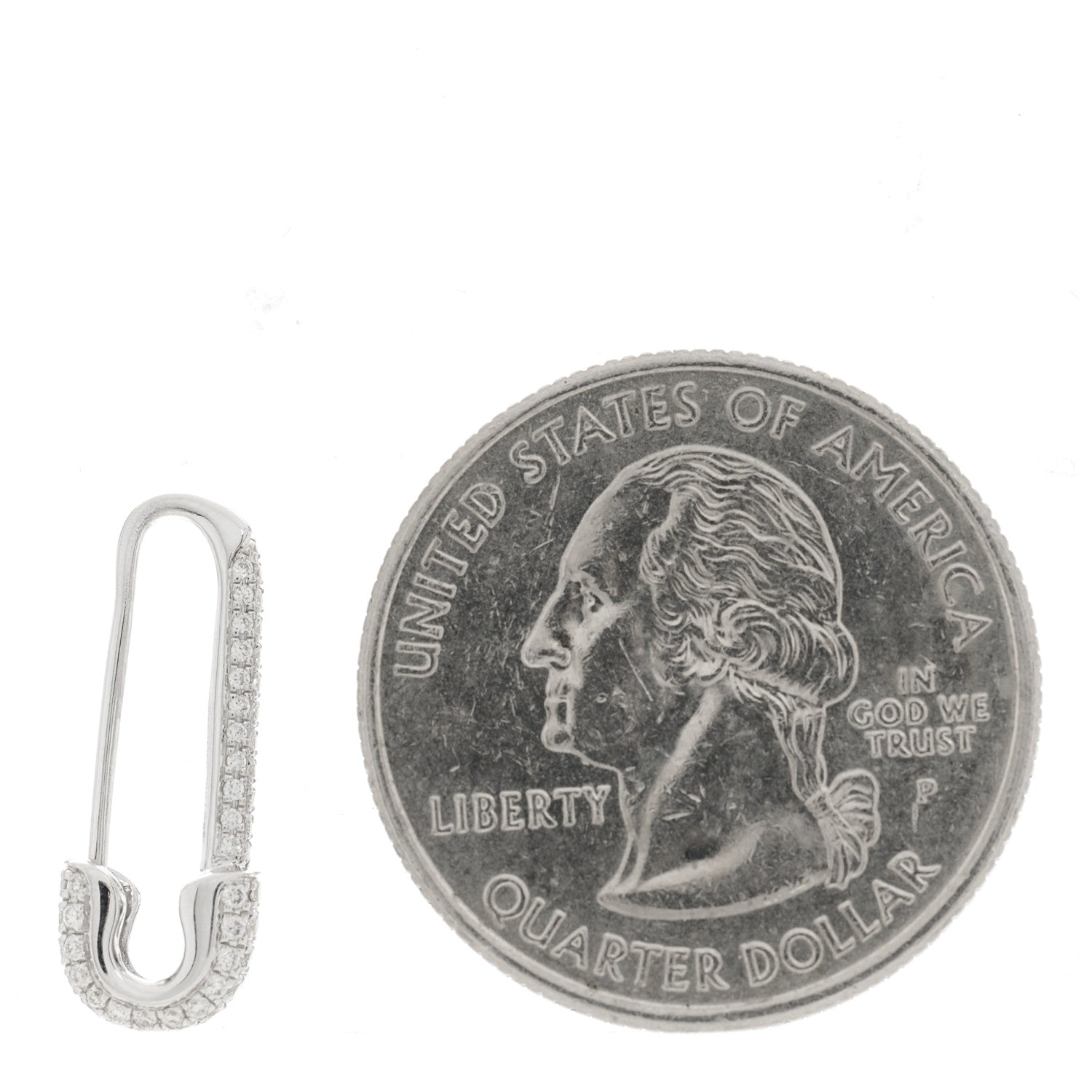 Anita Ko 18K White Gold Diamond Mini Safety Pin Earring 2 of 5