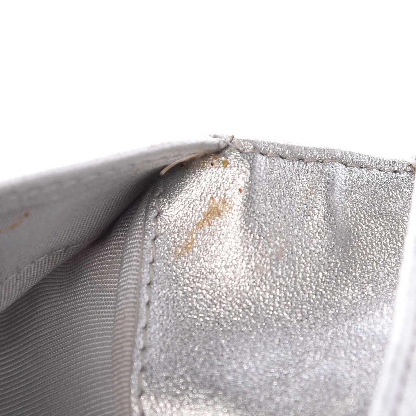 Metallic Lambskin Quilted Reissue Wallet Silver