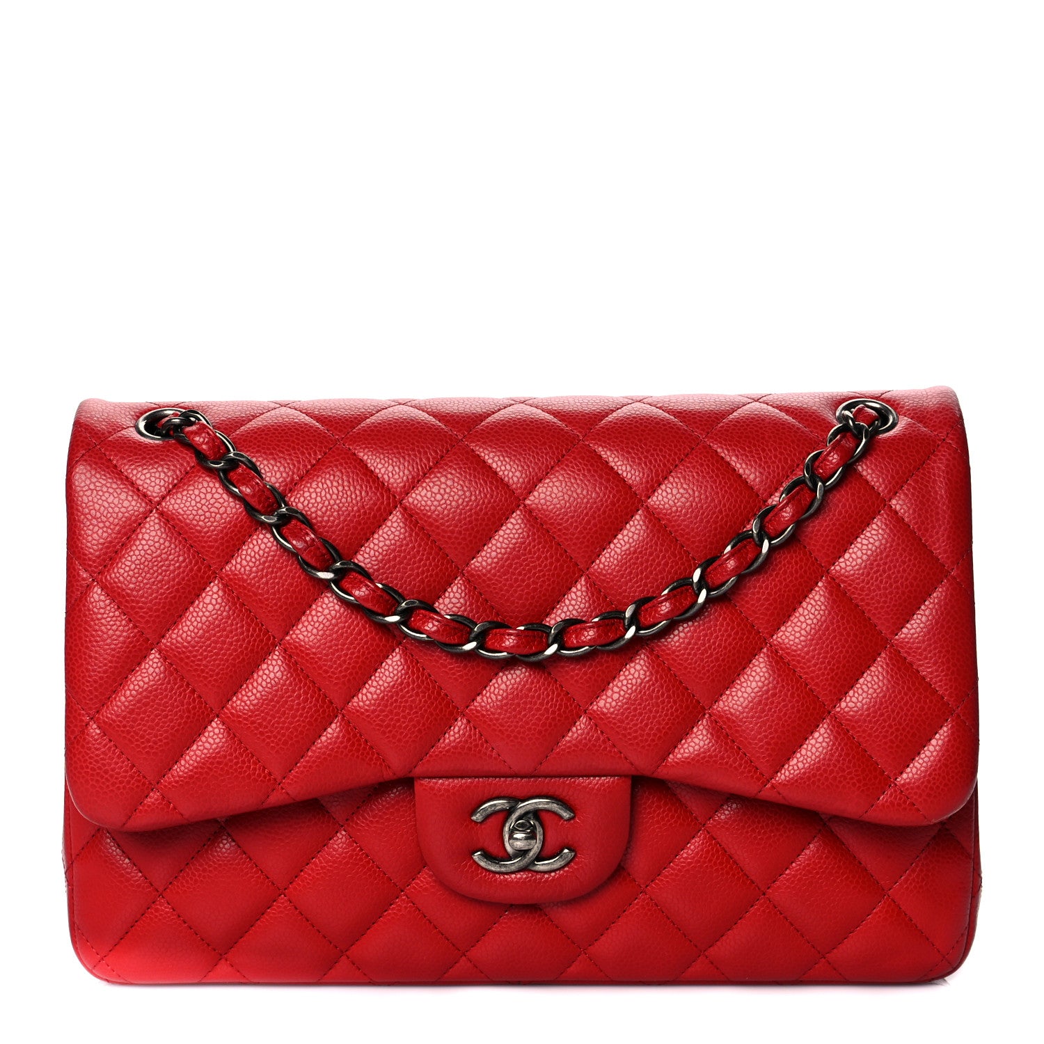 Chanel Caviar Quilted Jumbo Double Flap Red 1 of 10