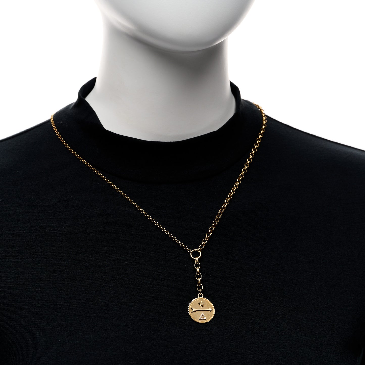 18K Yellow Gold Diamond Medium Dream Medallion Mixed Belcher Extension Chain Necklace