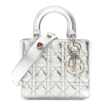 Christian Dior Metallic Grained Calfskin Cannage Small My ABCDior Lady Dior Silver 1 of 10