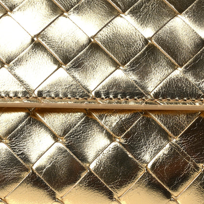 Bottega Veneta Metallic Lambskin Intrecciato Long Andiamo Top Handle Clutch Gold 7 of 10