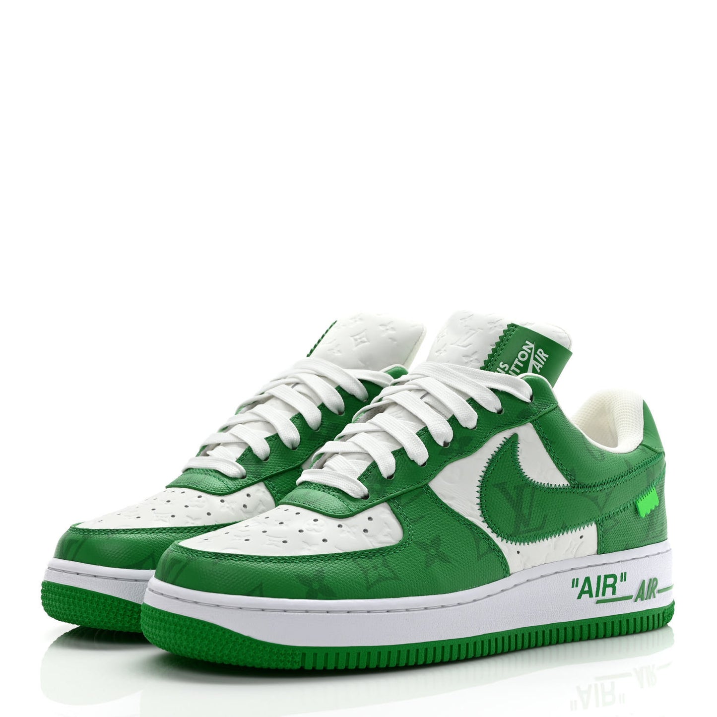 X NIKE AIR FORCE 1 Calfskin Monogram Mens Low Top Sneakers 7 Green