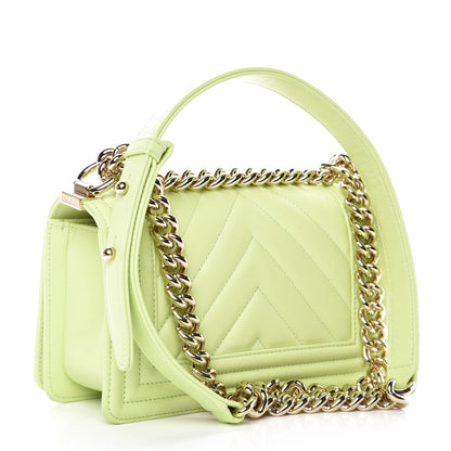 Chanel Calfskin Chevron Quilted Small Boy Flap Light Green 3 of 11